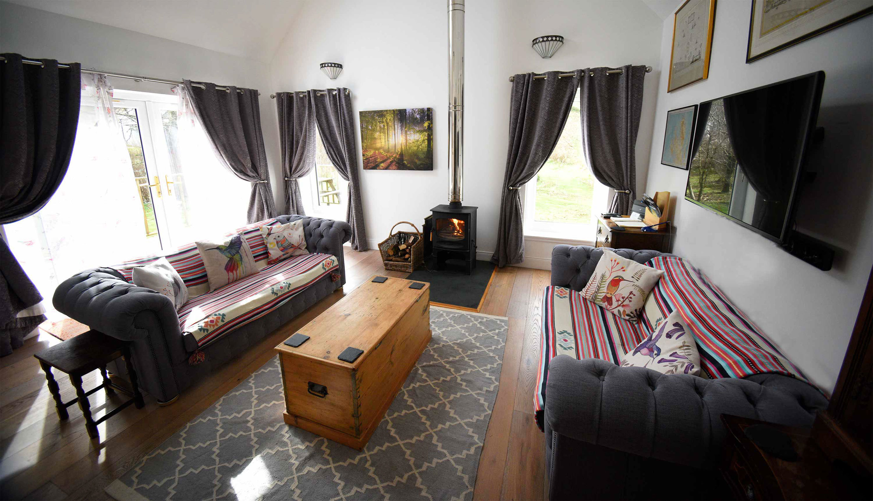 Blossom Folly self catering accommodation with open fireplace at Araucaria Croft Skye Dunvegan
